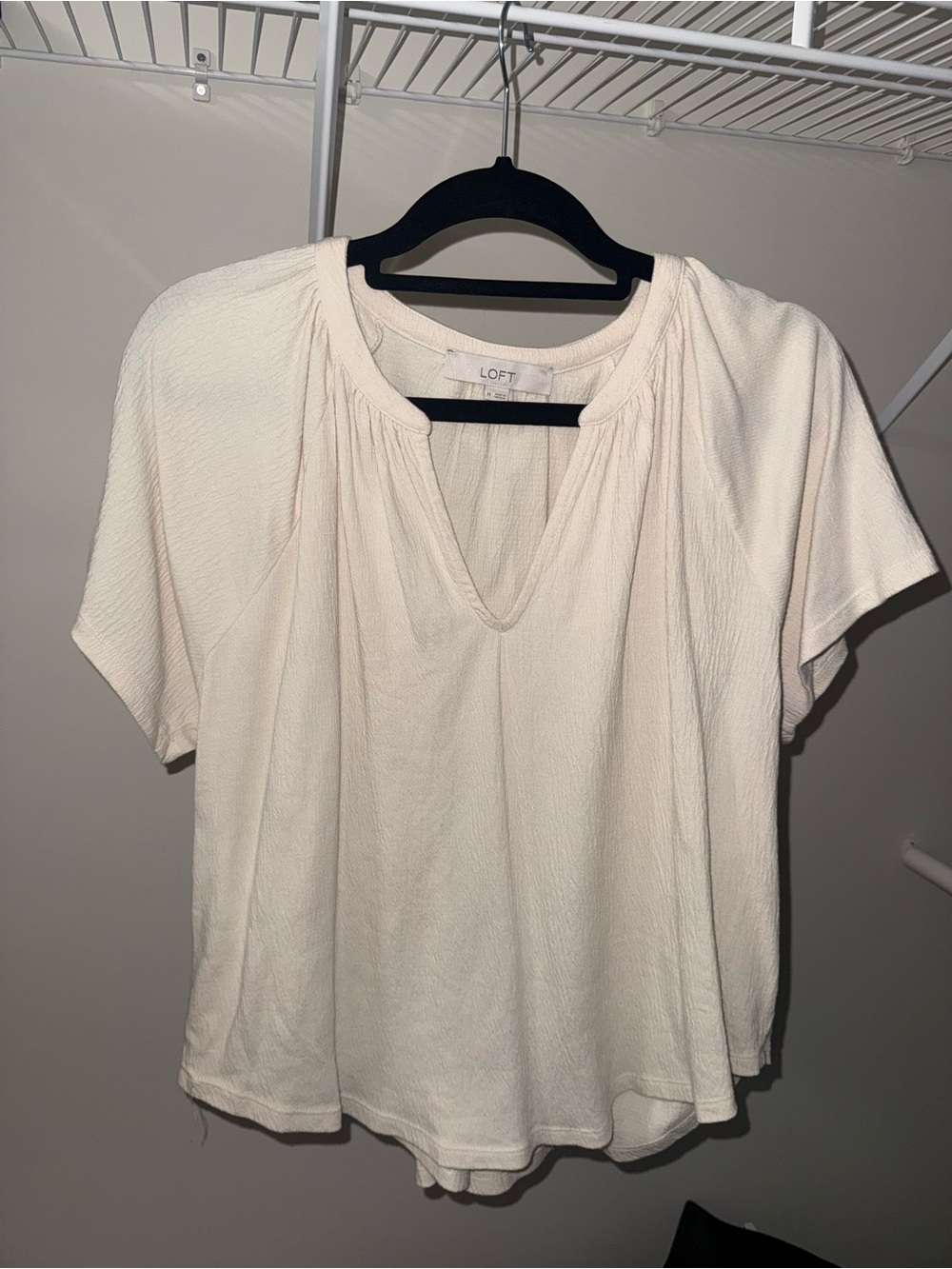 LOFT Light Blue Ruffled Ribbed Tank Top - Picture 3 of 6